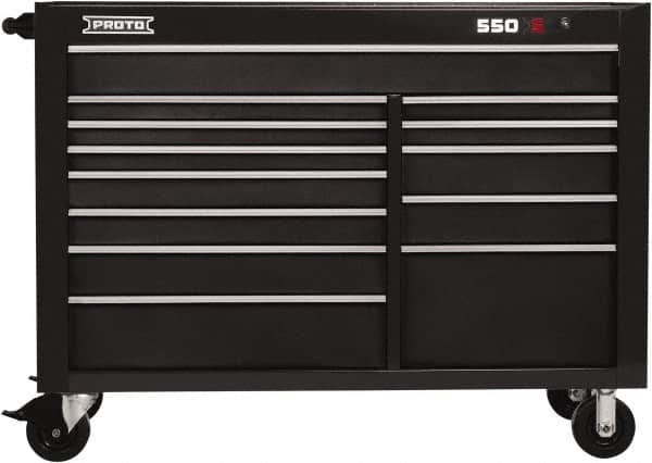 Proto - 13 Drawer Mobile Workstation - 57" Wide x 25-1/4" Deep x 43" High, Steel, Dual Black - Caliber Tooling