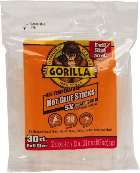 Gorilla Glue - 0.43" Diam, 4" Long, Clear, Hot Melt, Low Melt Glue Stick - Caliber Tooling