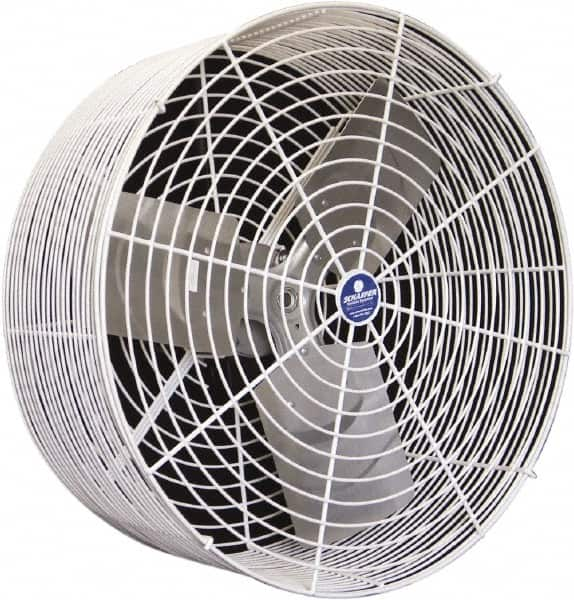 Schaefer Ventilation Equipment - 24" Blade, 1/2 hp, 7,750 CFM, Industrial Circulation Fan - Ceiling Mount, 1 Speed - Caliber Tooling