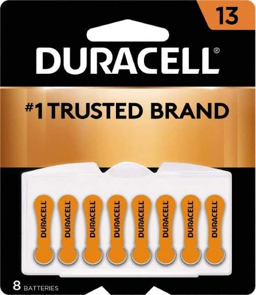 Duracell - Size 13, Zinc Air, 8 Pack, Hearing Aid Battery - 1.4 Volts, Flat Terminal, PR48, ANSI 7000ZD Regulated - Caliber Tooling