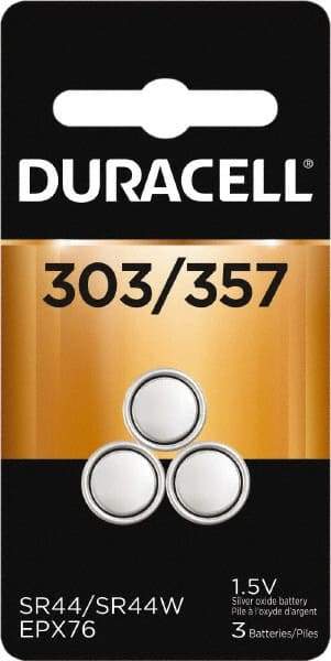 Duracell - Size 303/357, Silver Oxide, 1 Pack, Button & Coin Cell Battery - 1.5 Volts, Flat Terminal, SR44, ANSI 1130SO/1131SO Regulated - Caliber Tooling