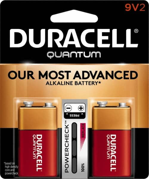 Duracell - Size 9V, Alkaline, 2 Pack, Standard Battery - 9 Volts, Snap Terminal, 6LR61, ANSI 1604A Regulated - Caliber Tooling