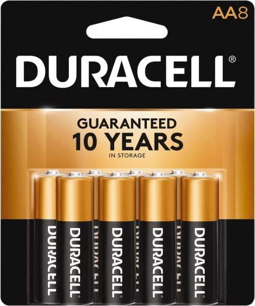 Duracell - Size AA, Alkaline, 8 Pack, Standard Battery - 1.5 Volts, Button Tab Terminal, LR6, ANSI 15A Regulated - Caliber Tooling