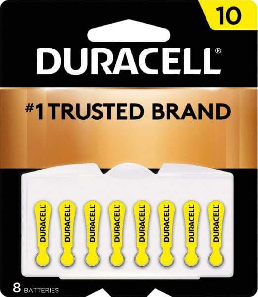 Duracell - Size 10, Zinc Air, 8 Pack, Hearing Aid Battery - 1.4 Volts, Flat Terminal, PR70, ANSI 7005ZD Regulated - Caliber Tooling