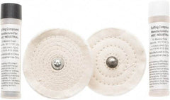 Value Collection - 4" Diam Cushion Sewn, Spiral Sewn Buffing Wheel Set - 1/2" Arbor Hole - Caliber Tooling