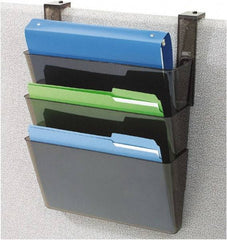 Deflect-o - 13" Wide x 7" High x 4" Deep Plastic Wall File - 3 Compartments, Black - Caliber Tooling