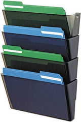 Deflect-o - 13" Wide x 7" High x 4" Deep Plastic Wall File - 4 Compartments, Smoke - Caliber Tooling