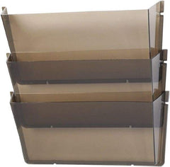 Deflect-o - 14-1/2" Wide x 6-1/2" High x 3" Deep Plastic Wall File - 3 Compartments, Smoke - Caliber Tooling