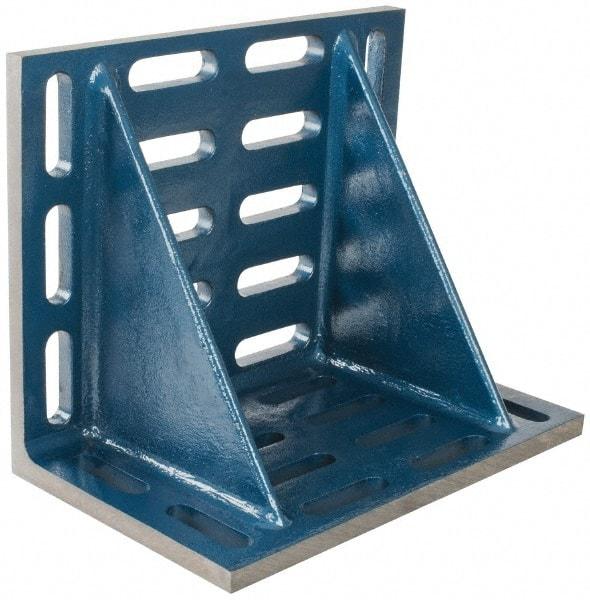 Interstate - 20" Wide x 12" Deep x 16" High Cast Iron Machined Angle Plate - Slotted Plate, Through-Slots on Surface, Double Web, Single Plate - Caliber Tooling