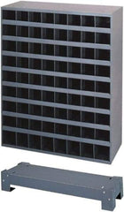 Durham - 72 Bin Bin Shelving Unit with Openings and Base - 12 Inch Overall Depth x 42 Inch Overall Height, Gray Steel Bins - Caliber Tooling