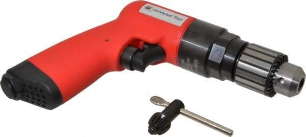 Universal Tool - 3/8" Reversible Keyed Chuck - Pistol Grip Handle, 1,800 RPM, 4.6 CFM, 0.8 hp, 90 psi - Caliber Tooling