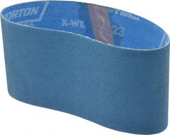 Norton - 3-1/2" Wide x 15-1/2" OAL, 80 Grit, Zirconia Alumina Abrasive Belt - Zirconia Alumina, Medium, Coated, X Weighted Cloth Backing, Series R823 - Caliber Tooling