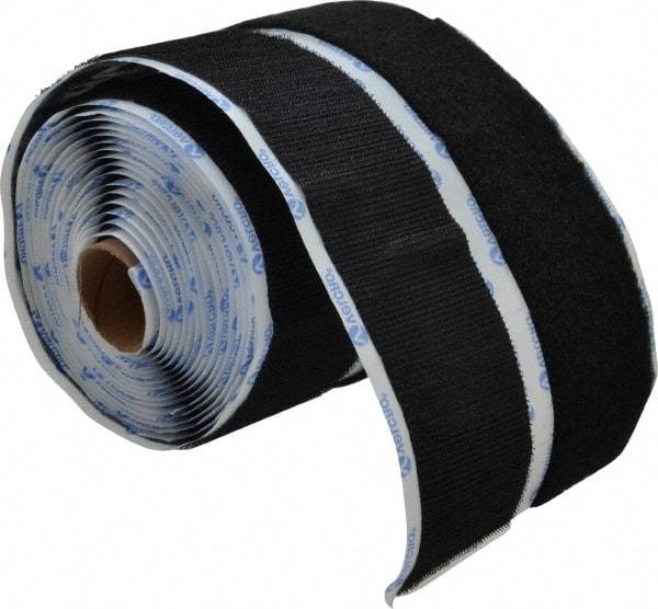 VELCRO Brand - 2" Wide x 5 Yd Long Adhesive Backed Hook & Loop Roll - Continuous Roll, Black - Caliber Tooling