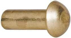 Made in USA - 3/16" Body Diam, Round Brass Solid Rivet - 1/2" Length Under Head - Caliber Tooling