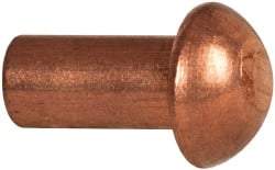 Made in USA - 3/16" Body Diam, Round Copper Solid Rivet - 3/8" Length Under Head - Caliber Tooling