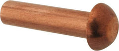 Made in USA - 3/16" Body Diam, Round Copper Solid Rivet - 3/4" Length Under Head - Caliber Tooling