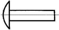 Made in USA - 1/4" Body Diam, Brazier Aluminum Solid Rivet - 3/4" Length Under Head, Grade 2117-T4, 5/8" Head Diam x 1/8" Head Height - Caliber Tooling