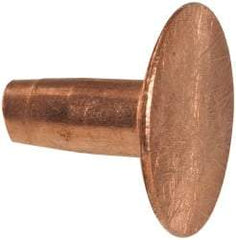 Made in USA - #10 Wire Body Diam, Flat Copper Belt Rivet with Washer - 3/8" Length Under Head, 7/16" Head Diam - Caliber Tooling