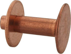 Made in USA - #12 Wire Body Diam, Flat Copper Belt Rivet with Washer - 1/2" Length Under Head, 3/8" Head Diam - Caliber Tooling