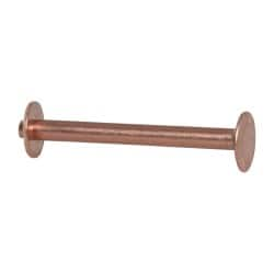 Made in USA - #12 Wire Body Diam, Flat Copper Belt Rivet with Washer - 1-1/2" Length Under Head, 3/8" Head Diam - Caliber Tooling