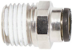 Coilhose Pneumatics - 3/8" OD, 1/4 NPT, Glass Reinforced Nylon/Nickel Plated Brass Push-to-Connect Male Connector - 225 Max psi, Tube to Male NPT - Caliber Tooling