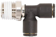 Coilhose Pneumatics - 5/32" OD, 1/8 NPT, Glass Reinforced Nylon/Nickel Plated Brass Push-to-Connect Male Swivel Run Tee - 225 Max psi - Caliber Tooling