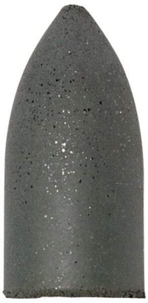 Cratex - 7/8" Max Diam x 1-3/4" Long, Cone, Rubberized Point - Medium Grade, Silicon Carbide, 1/4" Arbor Hole, Unmounted - Caliber Tooling