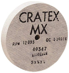 Cratex - 2" Diam x 1/4" Hole x 1/16" Thick, 54 Grit Surface Grinding Wheel - Aluminum Oxide, Type 1, Coarse Grade, 27,120 Max RPM, No Recess - Caliber Tooling