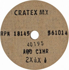 Cratex - 2" Diam x 1/4" Hole x 1/16" Thick, 80 Grit Surface Grinding Wheel - Aluminum Oxide, Type 1, Medium Grade, 18,145 Max RPM, No Recess - Caliber Tooling