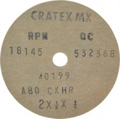 Cratex - 2" Diam x 1/4" Hole x 1/8" Thick, 80 Grit Surface Grinding Wheel - Aluminum Oxide, Type 1, Medium Grade, 18,145 Max RPM, No Recess - Caliber Tooling