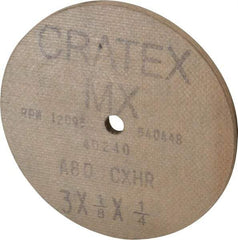 Cratex - 3" Diam x 1/4" Hole x 1/8" Thick, 80 Grit Surface Grinding Wheel - Aluminum Oxide, Type 1, Medium Grade, 12,095 Max RPM, No Recess - Caliber Tooling