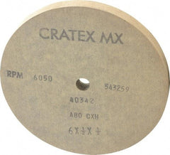 Cratex - 6" Diam x 1/2" Hole x 1/2" Thick, 80 Grit Surface Grinding Wheel - Aluminum Oxide, Type 1, Medium Grade, 6,050 Max RPM, No Recess - Caliber Tooling