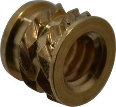 E-Z LOK - #2-56, 0.118" Small to 0.123" Large End Hole Diam, Brass Single Vane Tapered Hole Threaded Insert - 0.136" Insert, 0.122" Pilot Diam, 0.115" OAL, 0.08" Min Wall Thickness - Caliber Tooling