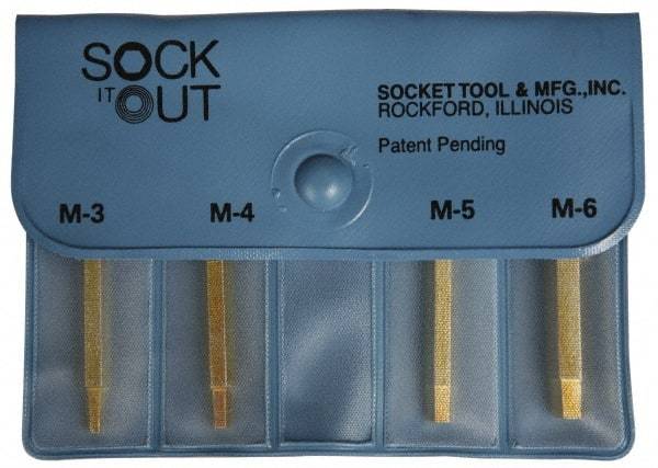 Sock It Out - 4 Piece Button Head Cap Screw Extractor Set - Screw Range 3 to 6mm - Caliber Tooling