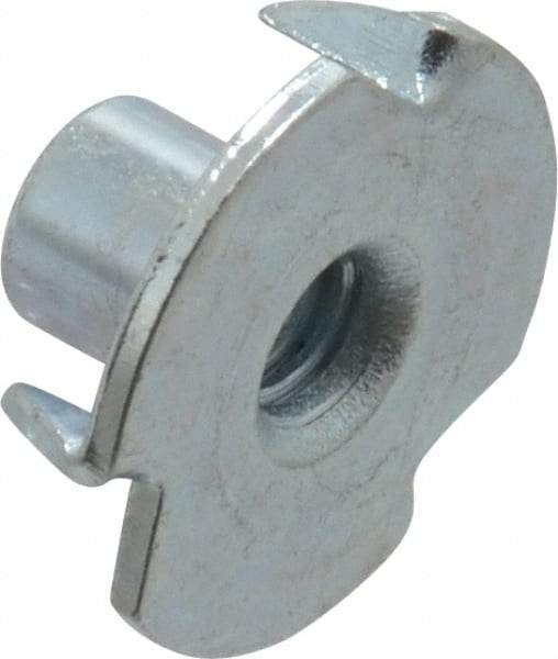 Value Collection - #8-32 Zinc-Plated Steel Standard Tee Nut - 1/4" Barrel Length, 5/8" Flange Diam, 3 Prongs - Caliber Tooling