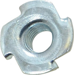 Value Collection - 3/8-16 Zinc-Plated Steel Standard Tee Nut - 7/16" Barrel Length, 1" Flange Diam, 3 Prongs - Caliber Tooling