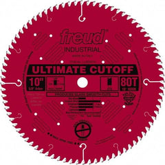 Freud - 10" Diam, 5/8" Arbor Hole Diam, 80 Tooth Wet & Dry Cut Saw Blade - Carbide-Tipped, Standard Round Arbor - Caliber Tooling