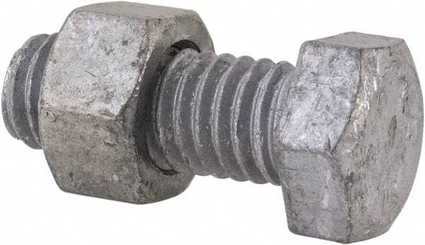 Value Collection - 3/8-16 Thread, 1" Length Under Head, Steel Hex Head Bolt - Hot Dipped Galvanized Coated, 9/16" Hex, UNC Thread, ANSI/ASME B18.2.2 & ASME B18.2.1, Grade 2 - Caliber Tooling