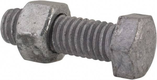 Value Collection - 3/8-16 Thread, 1-1/4" Length Under Head, Steel Hex Head Bolt - Hot Dipped Galvanized Coated, 9/16" Hex, UNC Thread, ANSI/ASME B18.2.2 & ASME B18.2.1, Grade 2 - Caliber Tooling