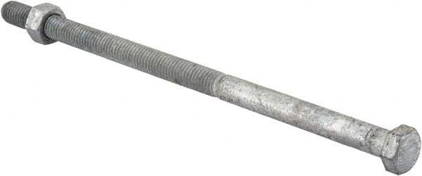 Value Collection - 1/2-13 Thread, 10" Length Under Head, Steel Hex Head Bolt - Hot Dipped Galvanized Coated, 3/4" Hex, UNC Thread, ANSI/ASME B18.2.2 & ASME B18.2.1, Grade 2 - Caliber Tooling