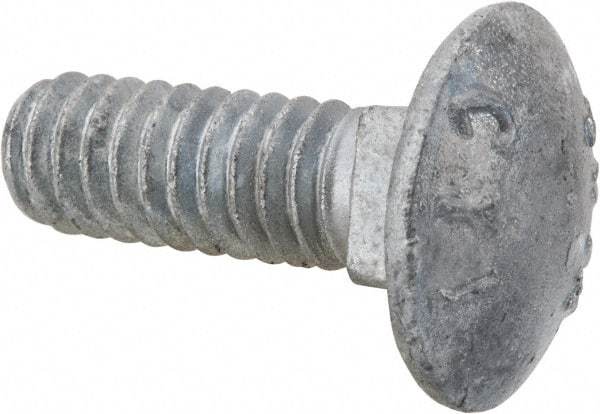 Value Collection - 1/4-20 UNC 3/4" Length Under Head, Standard Square Neck, Carriage Bolt - 1006-1050 Steel, Galvanized Zinc-Plated Finish - Caliber Tooling