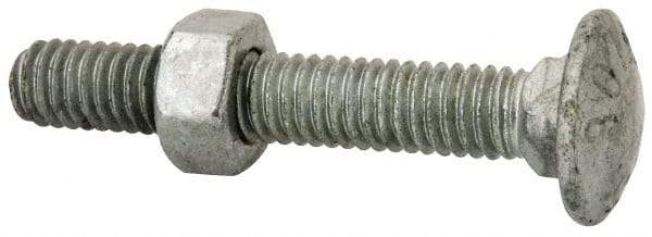 Value Collection - 5/16-18 UNC 2" Length Under Head, Standard Square Neck, Carriage Bolt - 1006-1050 Steel, Galvanized Zinc-Plated Finish - Caliber Tooling