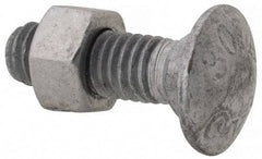 Value Collection - 3/8-16 UNC 1-1/4" Length Under Head, Standard Square Neck, Carriage Bolt - 1006-1050 Steel, Galvanized Zinc-Plated Finish - Caliber Tooling