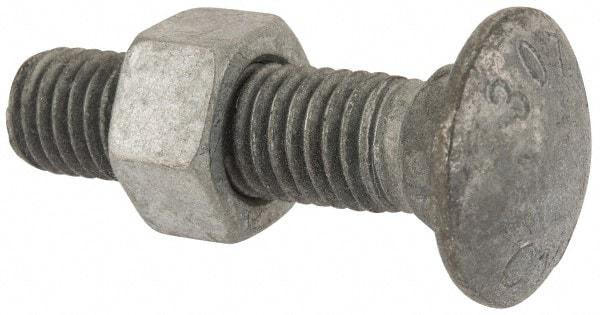 Value Collection - 5/8-11 UNC 2-1/2" Length Under Head, Standard Square Neck, Carriage Bolt - 1006-1050 Steel, Galvanized Zinc-Plated Finish - Caliber Tooling