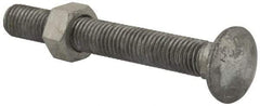 Value Collection - 5/8-11 UNC 5" Length Under Head, Standard Square Neck, Carriage Bolt - 1006-1050 Steel, Galvanized Zinc-Plated Finish - Caliber Tooling