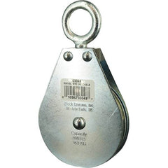 Block Division - 640 Lbs. Load Limit, Swivel Eye Standard Block - Single Sheave, 3-3/4 Inch Outside Diameter, Wire Rope, 1/4 Inch Diameter, Eye, 7/8 Inch Inside Diameter, Carbon Steel, Zinc Plated Finish - Caliber Tooling