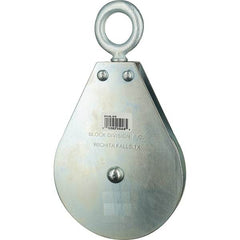 Block Division - 1, 550 Lbs. Load Limit, Swivel Eye Snatch Block - Single Sheave, 3-1/2 Inch Outside Diameter, Wire Rope, 5/16 Inch Diameter, Eye, 1-3/16 Inch Inside Diameter, Carbon Steel, Zinc Plated Finish - Caliber Tooling