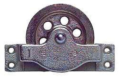 Value Collection - Single Open Side Mount Guidance Pulley - Sheave, 4-1/2 Inch Outside Diameter, Wire Rope, 3/8 Inch Diameter, 0.235 Inch to 0.246 Inch Mounting Hole Diameter Iron, Galvanized Finish - Caliber Tooling