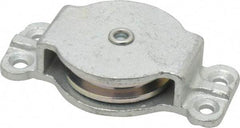 Value Collection - Single Closed Side Mount Guidance Pulley - Sheave, 2 Inch Outside Diameter, Wire Rope, 1/4 Inch Diameter, 0.209 Inch to 0.22 Inch Mounting Hole Diameter Iron, Galvanized Finish - Caliber Tooling