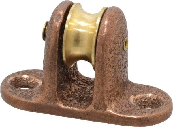 Value Collection - Single Upright Mount Guidance Pulley - Sheave, 11/16 Inch Outside Diameter, Fibrous Rope, 1/4 Inch Diameter, 0.144 Inch to 0.155 Inch Mounting Hole Diameter Bronze, Finish - Caliber Tooling